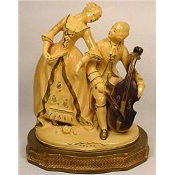 VINTAGE CHALKWARE STATUE - VICTORIAN COUPLE - Repa