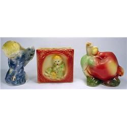 LOT OF 3 VINTAGE ROYAL COPLEY WALL POCKETS - APPLE