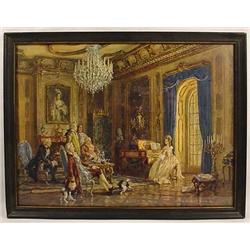 VINTAGE FRAMED PRINT MARKED V. DE BEAUVOIN WARD - 