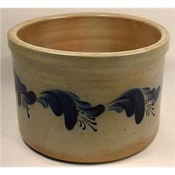 BLUE WASH CROCK - Approx. 7.5" diam., 5.5" tall