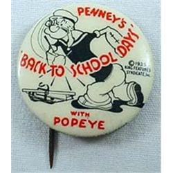 1935 POPEYE PENNEY'S ADVERTISING CELLULOID PINBACK