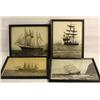 Image 1 : LOT OF 4 VINTAGE SHIP PHOTOS - FRAMED - Approx. 10