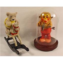 LOT OF VINTAGE TOYS - Monkey Playing Cymbals in Gl
