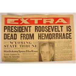 1945 CHEYENNE WY NEWSPAPER - PRES. ROOSEVELT DEAD 