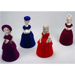 LOT OF 4 VINTAGE FIGURAL BELLS - LADIES