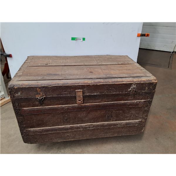 *Wooden Storage Trunk 34" x 21" x 18"- Can't Ship, Dollies Not Included