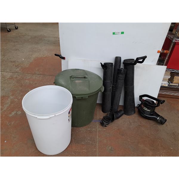 *(2) Garbage Cans & Leaf Blower/Vac- As Is- Can't Ship