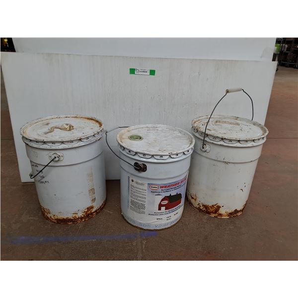 *(2) Pails of Red Linseed Oil Basepaint- Appear Full & White Barn Paint- 1/2 Full, Can't Ship