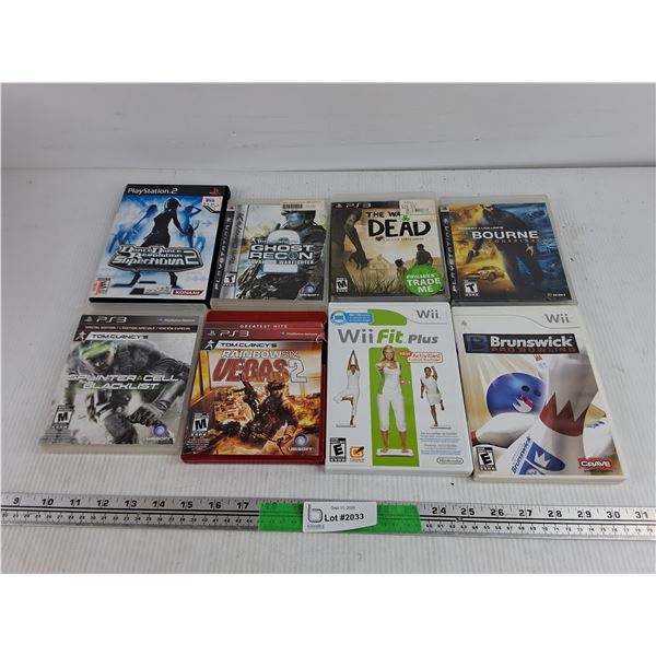 Assorted PS3, PS2 & WII Games - The Walking Dead, Rainbow Six Vegas, Splinter Cell, Misc