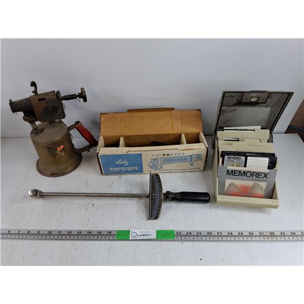 Propane Torch, Torque Wrench, Torcan Defroster & Floppy Disc Organizer