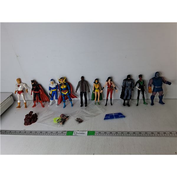 (10) Action Figurines-Obsidian, Dr. Fate, Power Girl, Misc.