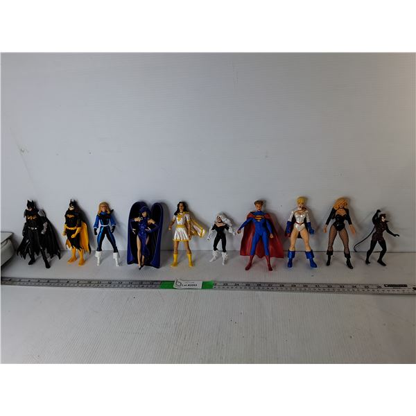 (10) Female Action Figurines- Supergirl, Cat Woman, Batgirl, Misc.