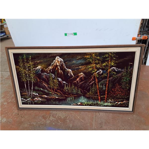 *Framed Velvet Mountain Painting 52.5" x 28.5"- Can't Ship