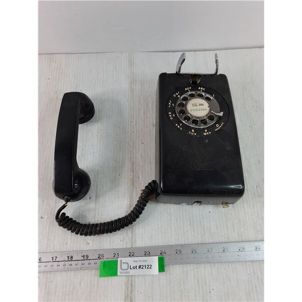 Black Wall Mounted Rotary Phone Untested