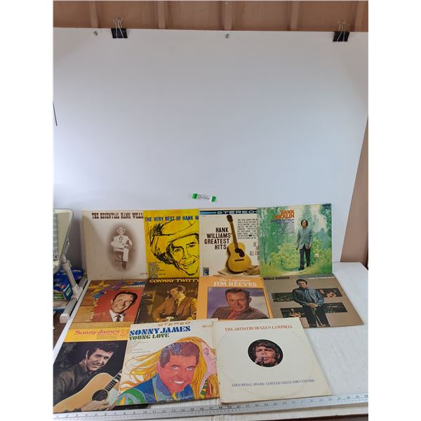 (11) Vinyl Records Country, Hank Williams, Hank Locklin, Merle Haggard, Jim Reeves, Conway Twitty,