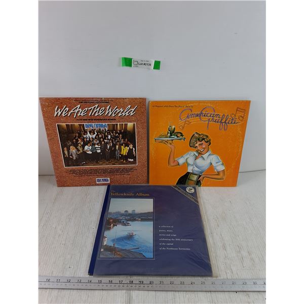 (3) Vinyl Albums, We Are The World, The Yellowknife Album, American Grafitti