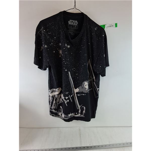 Black Star Wars T-Shirt Size Large with TIE Fighters
