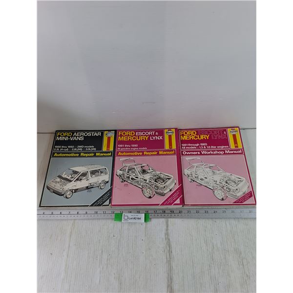(3) Automotive Repair Manuals, Ford Aerostar, Escort, Years 1986-1992, 1981-1990, 1981-1985