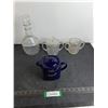 Image 1 : Glass Decanter, Tetley Teapot, Double Handled Sugar Bowls