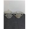Image 3 : Glass Decanter, Tetley Teapot, Double Handled Sugar Bowls