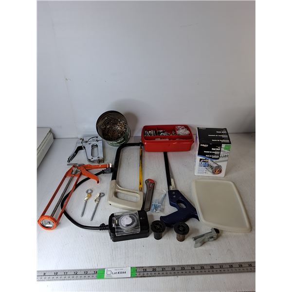 Caulking Gun, Vent Duct, Nails, Hand Saw, Staple Gun, Misc