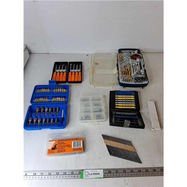 Various Finish Nails, Blades & Drill Bits, Misc