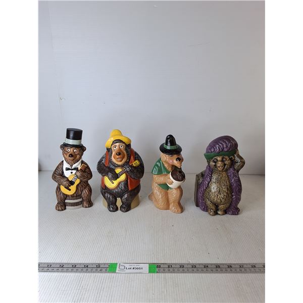 (4) Ceramic Figurines; Country Bear Jamboree Henry, Big Al, Ted, Teddi Barra (Up To 10")
