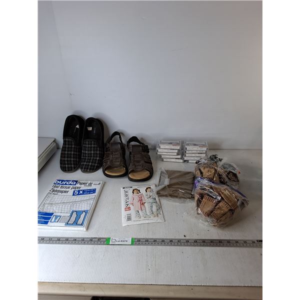 Coin Wrappers, Mens Size 9 Cherokee Sandles, Mens Georgr Slip Ons ( animal hair inside), Misc