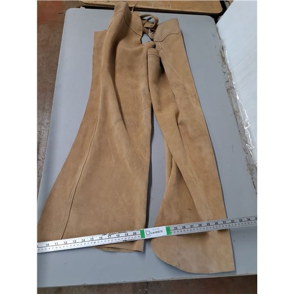 Tan Suede Leather Western Chaps 42" Long