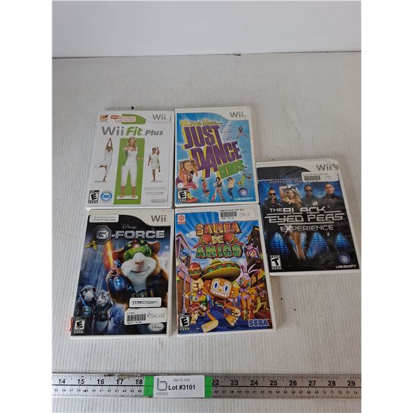 (5) S Wii Games- Wii Fit Plus, Just Dance, G-Force, Samba De Amigo, The Black Eyed Peas
