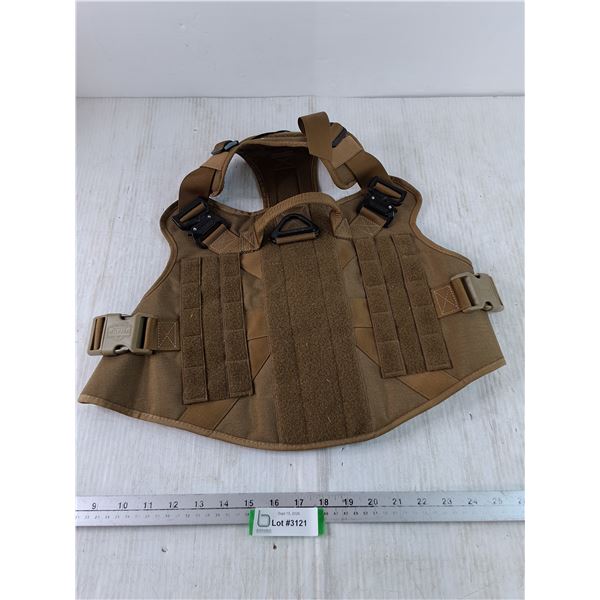 Tan Tactical Dog Harness with MOLLE Webbing, D-Rings, Grab Handle, Adjustable Straps