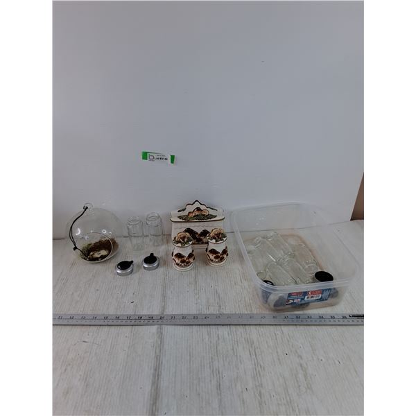 Hanging Terrarium Sphere, Napkin Holder & Salt/Pepper Shakers, (8) Spice Shakers with Lids