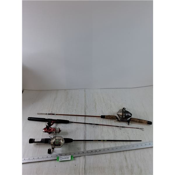 (3) Fishing Rods, (1) 27", (2) 32", Shakespeare Ugly Stik, Northern Air, Zebco PS3000