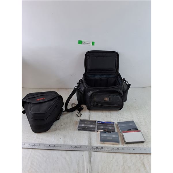 Pentax and Case Logic Black Carry Bags, (5) Cassette Tapes