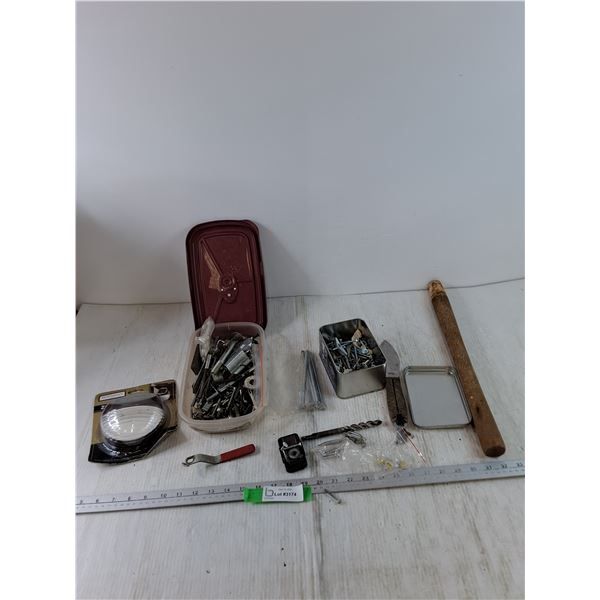 SOG Fling Throwing Knife, Solar Desk Light, Assorted Screws, Washers, Nuts, Misc,