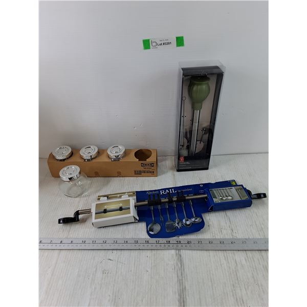 Stainless Steel Basting Set, Kitchen Rail, (4) IKEA Jars