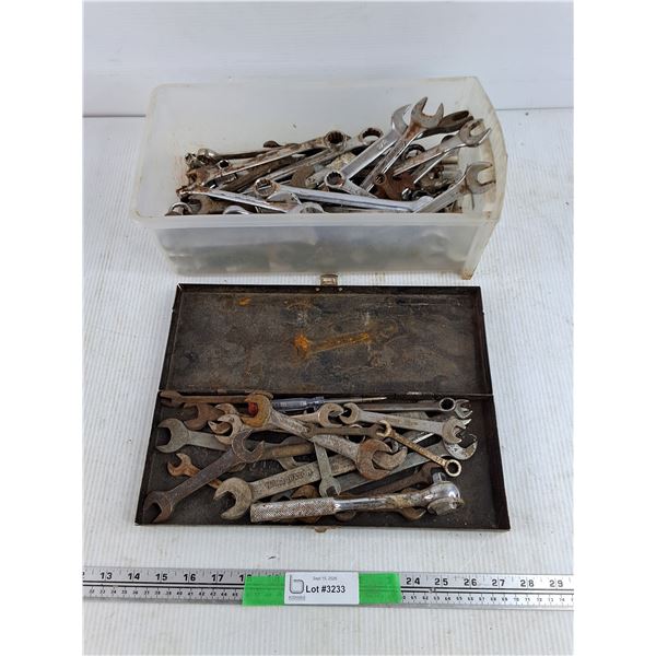 Assorted Combo Wrenches & Ratchet Wrench and Sockets