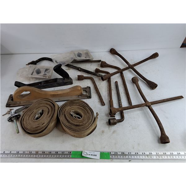 Cargo Straps, Lug Wrenches, Wood Planes, Misc