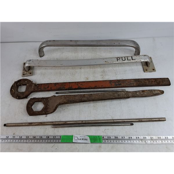 Door Handles, Large Wrenches, Metal Rods