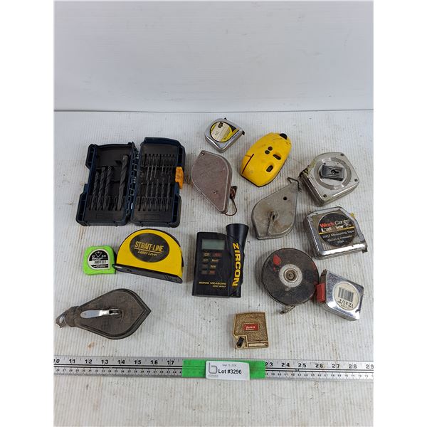 Drill Bits, Measuring Tapes, Chaulk Lines, Sonic Measure, Misc