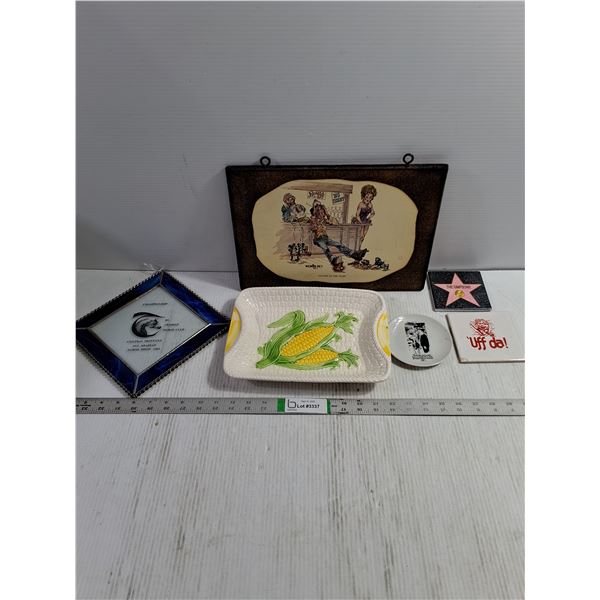Ceramic Corn on Cob Serving Platter,Wall Plaque,Coasters,Stained Glass Award