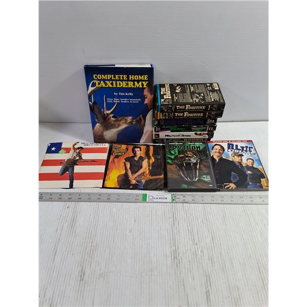 Taxidermy Book,VHS Videos,(2) DVD Movies,(2) Bruce Springsteen 45 Records