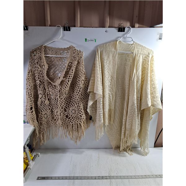 Open-Front Knit Wrap,Crochet Cardigan with Floral Pattern