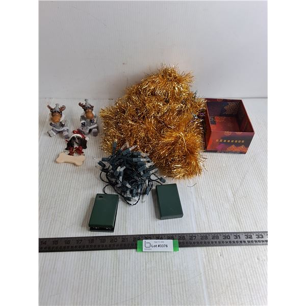Christmas Ornaments, Tinsel, String Lights, Storage Box