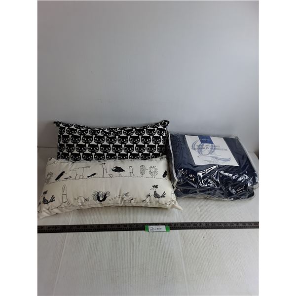 Quattro Microfleece Blanket, (2) Long Throw Pillows