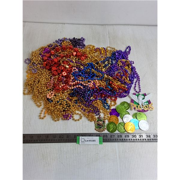 Large Quantity of Mardi-Gras Bead Necklaces & Tokens