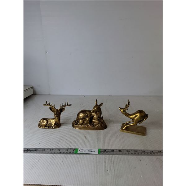 (3) Deer/Buck Brass Figurines