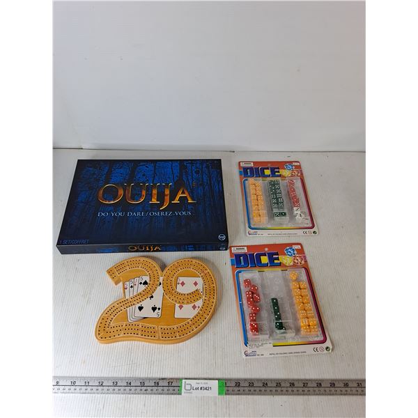 Ouija Board Game, 29 Crib Board, Vintage Dice