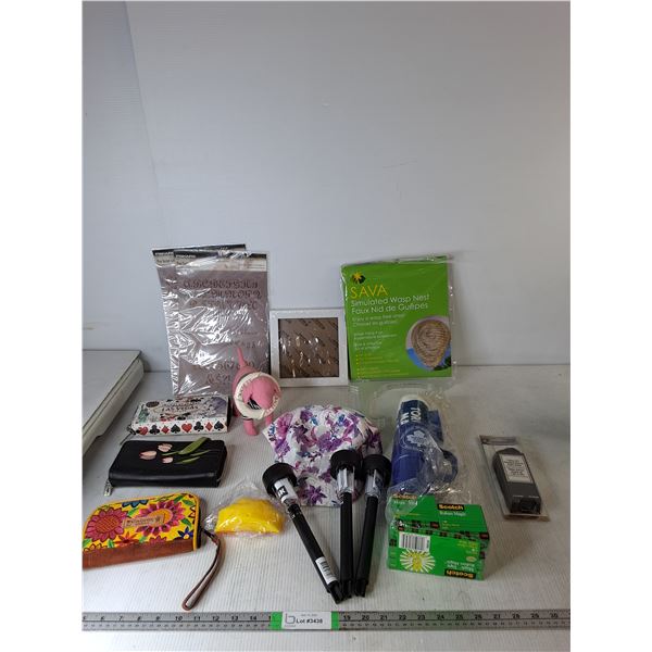 Simultaed Wasps Nest, Pen Script Lettering, Photo Frame, Scotch Tape, Wallets, Misc