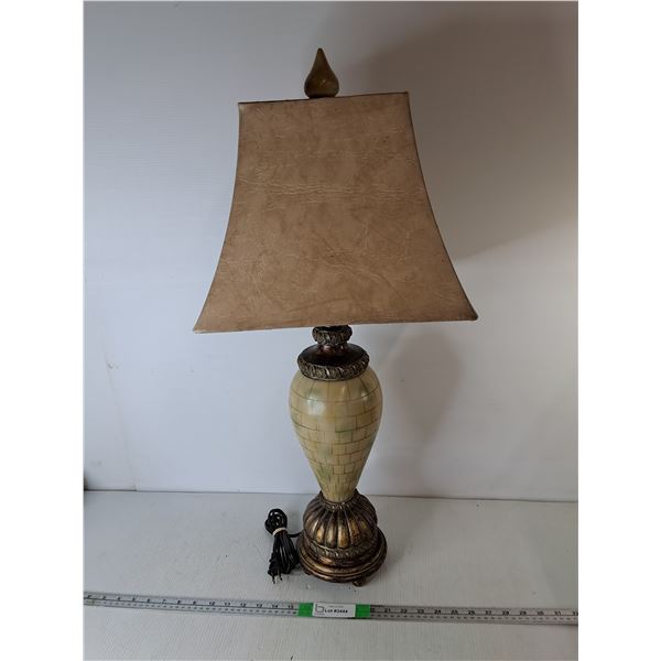 Ceramic Table Lamp with Shade 32"- No Bulb, Powers On, Can't Ship